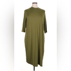 New with tags XL Eileen Fisher olive green dress mock neck 3/4 sleeve stretch